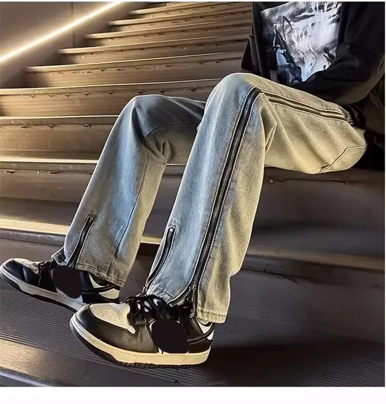 High Waist Long Zipper Jeans Pants