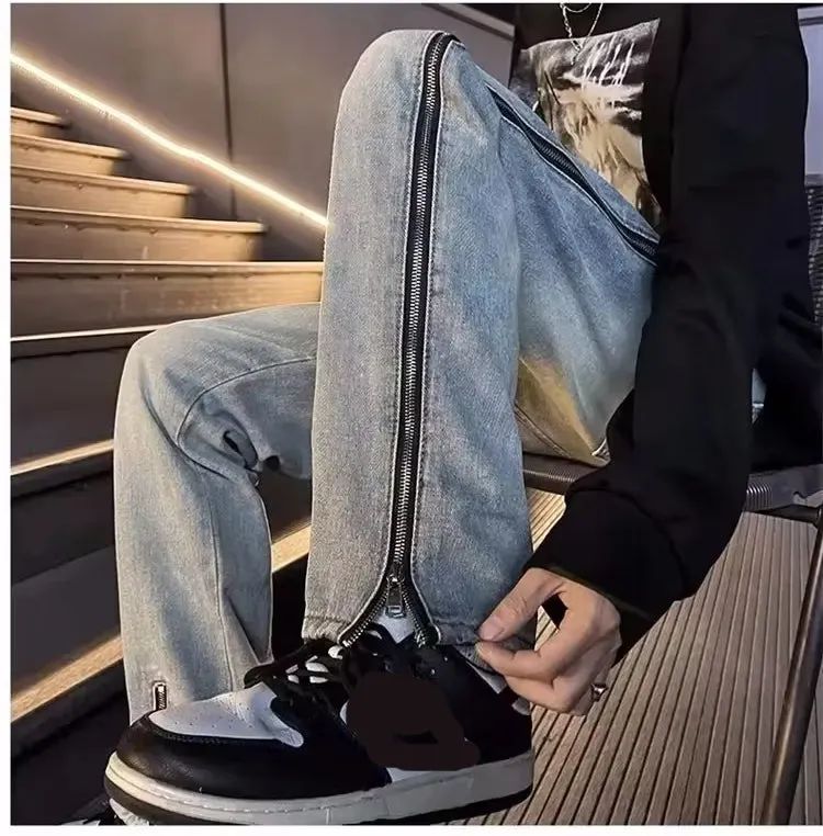 High Waist Long Zipper Jeans Pants