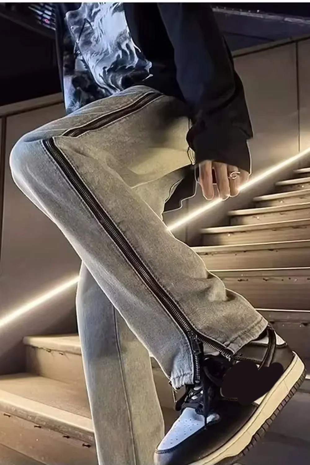 High Waist Long Zipper Jeans Pants