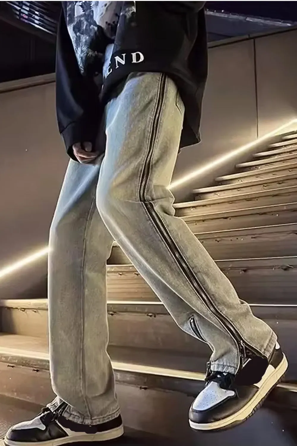 High Waist Long Zipper Jeans Pants