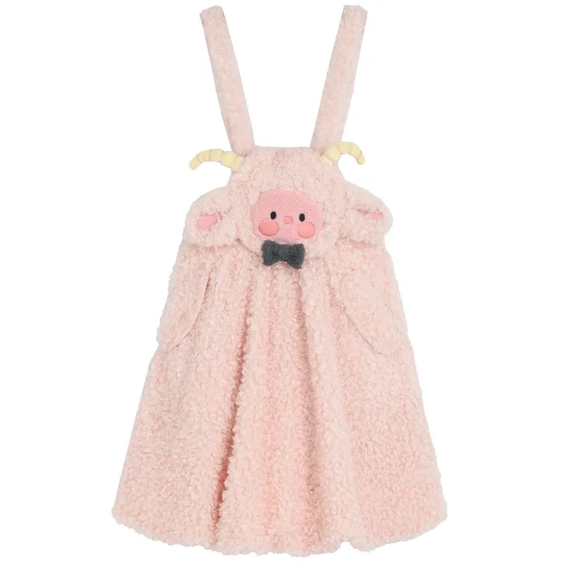 Kawaii Soft Girl Style Cartoon Sheep Suspender Skirt