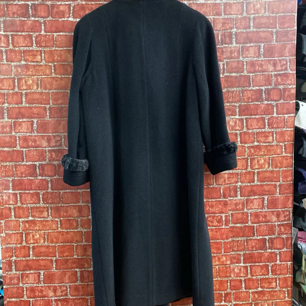 Keren Fur trim Trench Black Size M