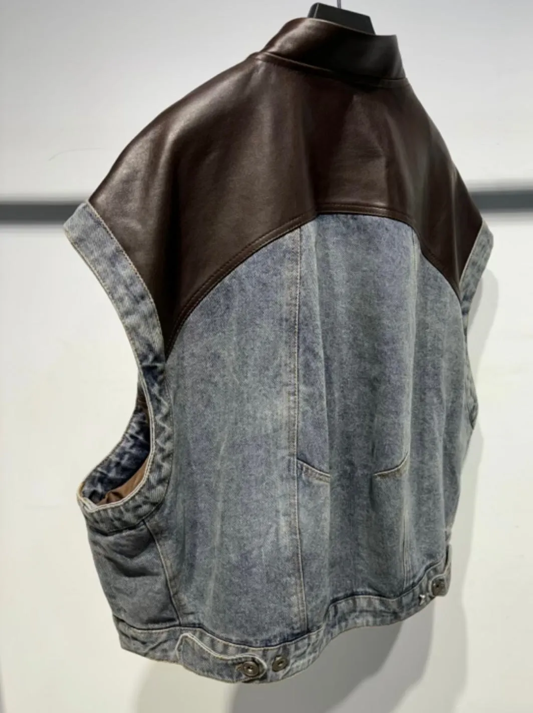 Leather Denim Vest