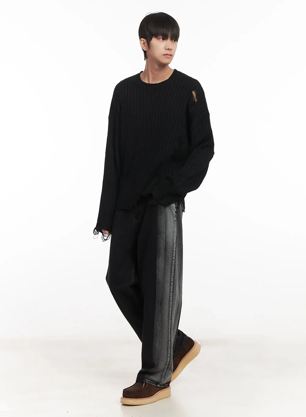 Men's Distressed Knitted Sweater IM519