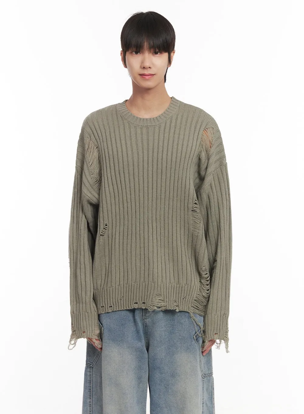 Men's Distressed Knitted Sweater IM519