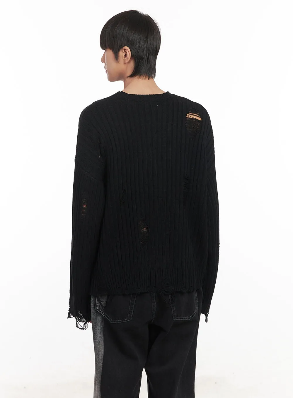 Men's Distressed Knitted Sweater IM519