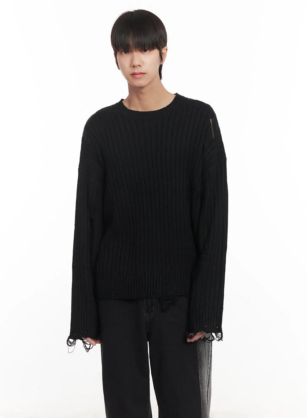 Men's Distressed Knitted Sweater IM519