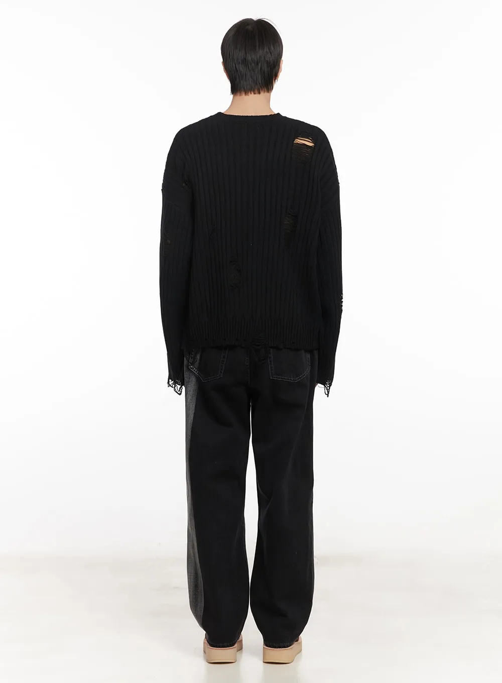 Men's Distressed Knitted Sweater IM519
