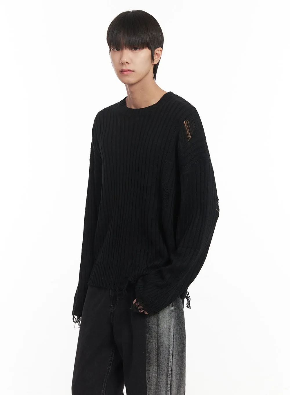 Men's Distressed Knitted Sweater IM519