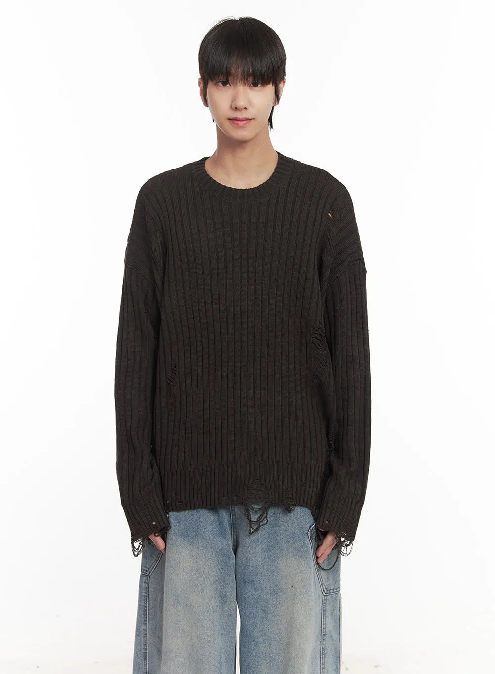 Men's Distressed Knitted Sweater IM519