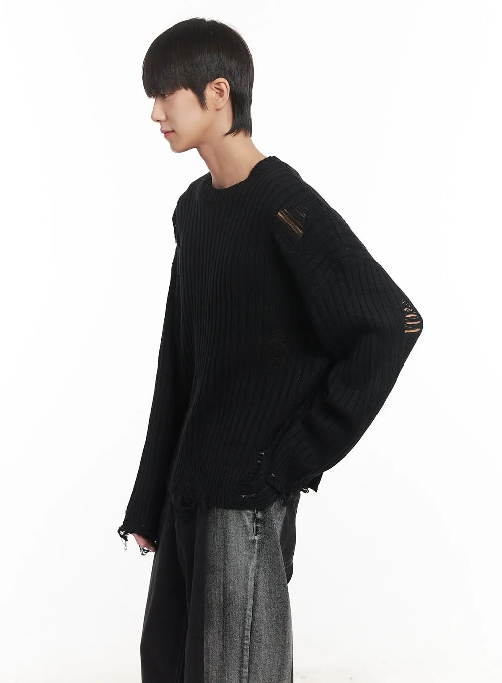 Men's Distressed Knitted Sweater IM519