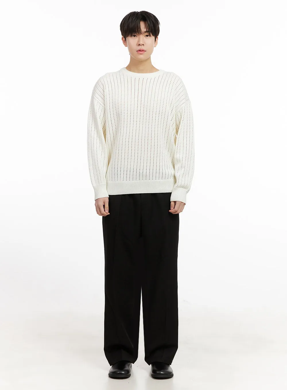 Men's Knitted Hole Sweater IJ517