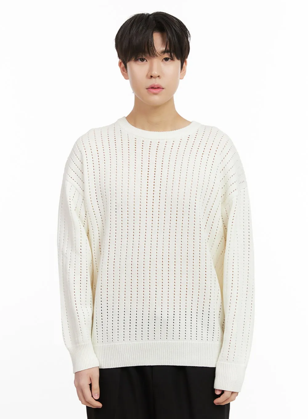 Men's Knitted Hole Sweater IJ517
