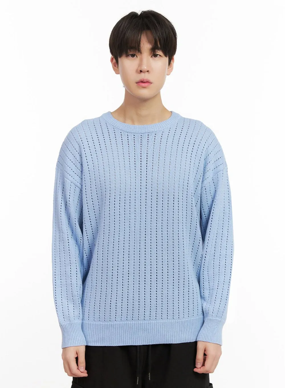 Men's Knitted Hole Sweater IJ517
