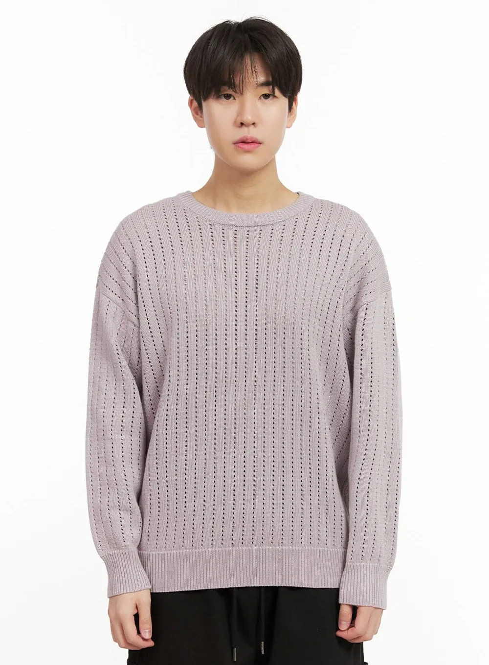 Men's Knitted Hole Sweater IJ517