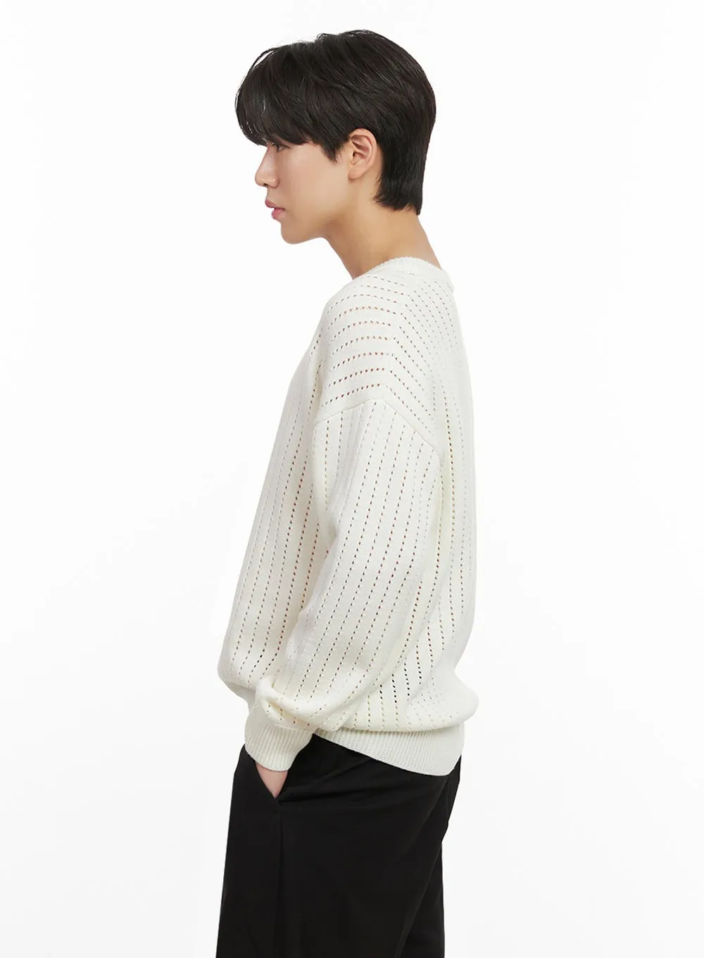 Men's Knitted Hole Sweater IJ517