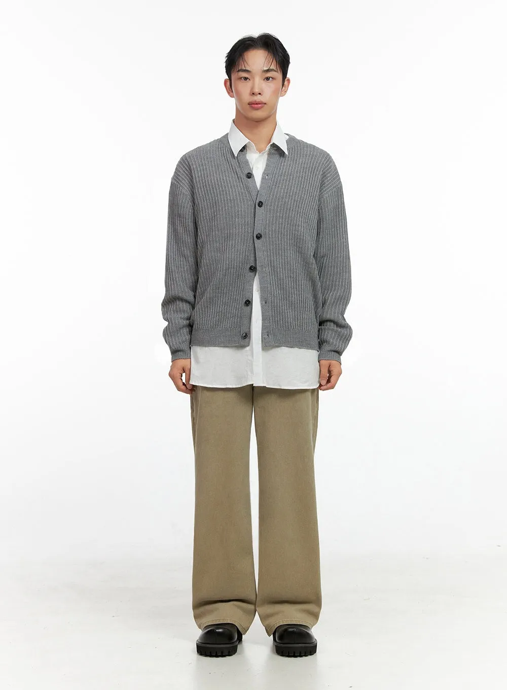 Men's Knitted V-Neck Cardigan IN426