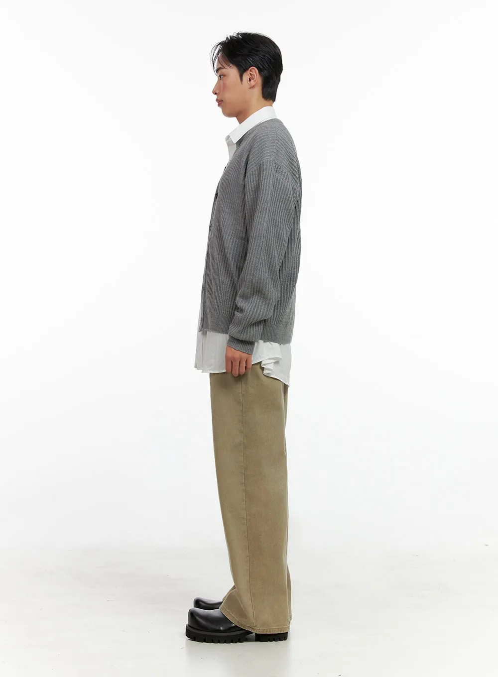 Men's Knitted V-Neck Cardigan IN426