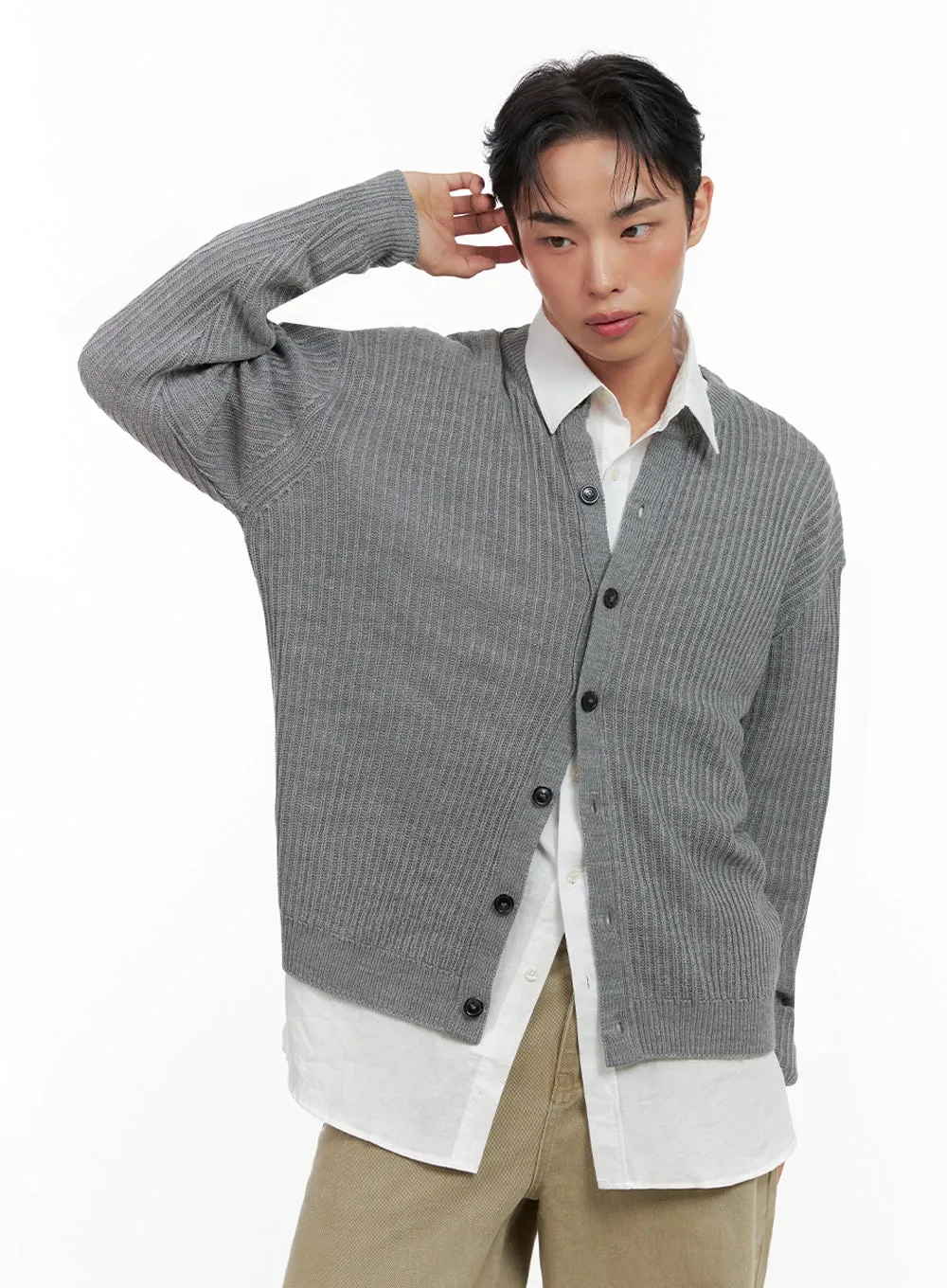 Men's Knitted V-Neck Cardigan IN426