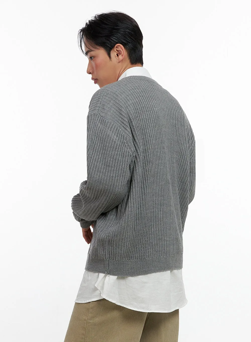 Men's Knitted V-Neck Cardigan IN426