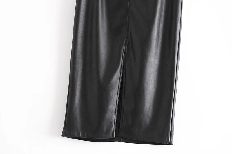 MIDI VEGAN LEATHER SKIRT