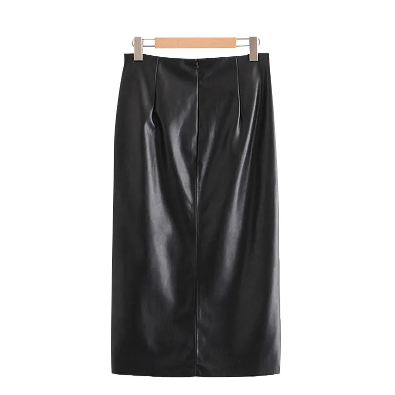 MIDI VEGAN LEATHER SKIRT