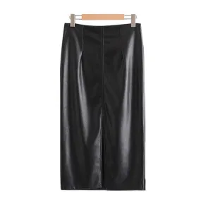 MIDI VEGAN LEATHER SKIRT