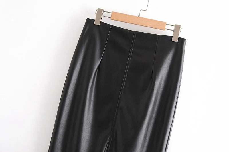 MIDI VEGAN LEATHER SKIRT