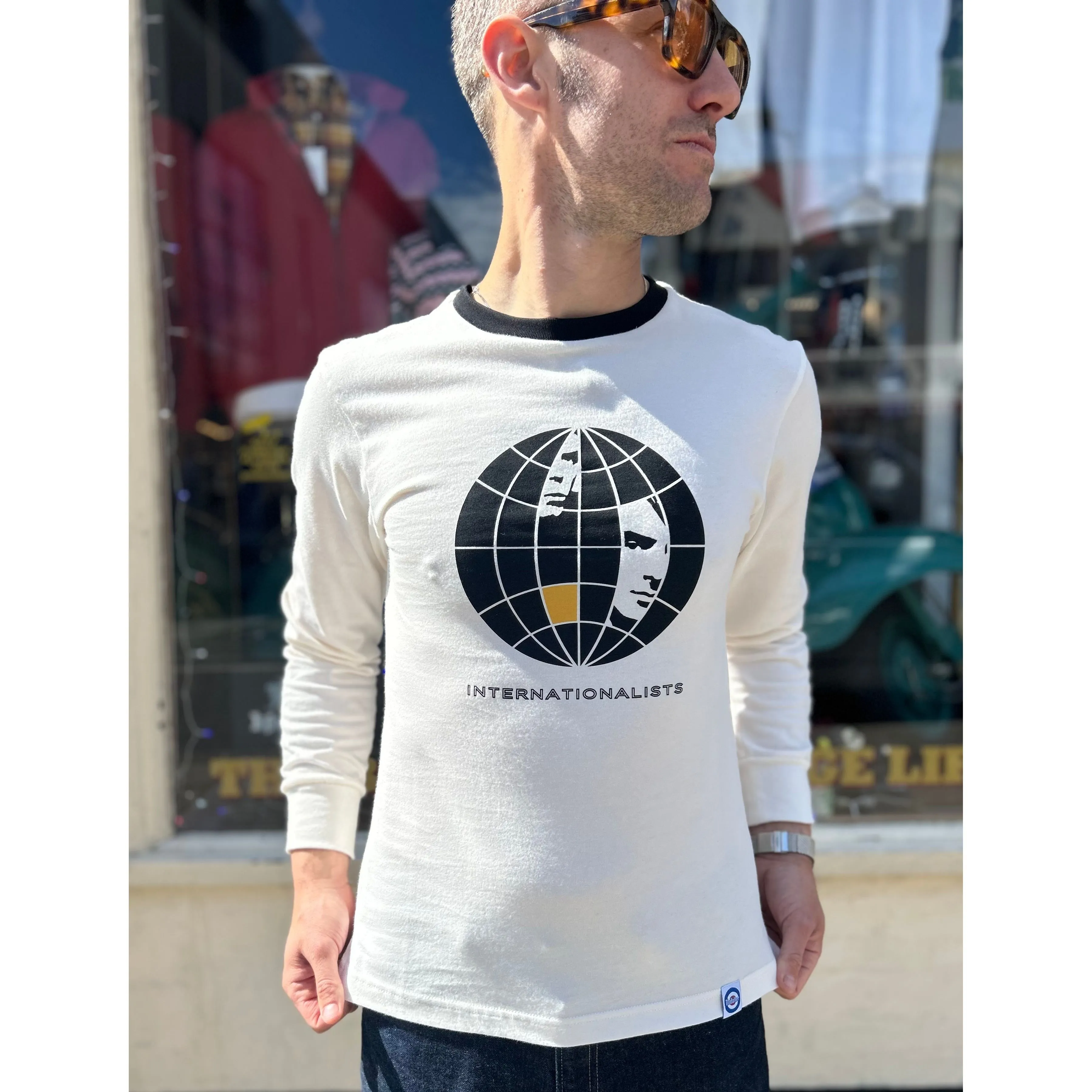 Modfather Clothing - Internationalists Ecru Long Sleeve MF2539 - T-shirt