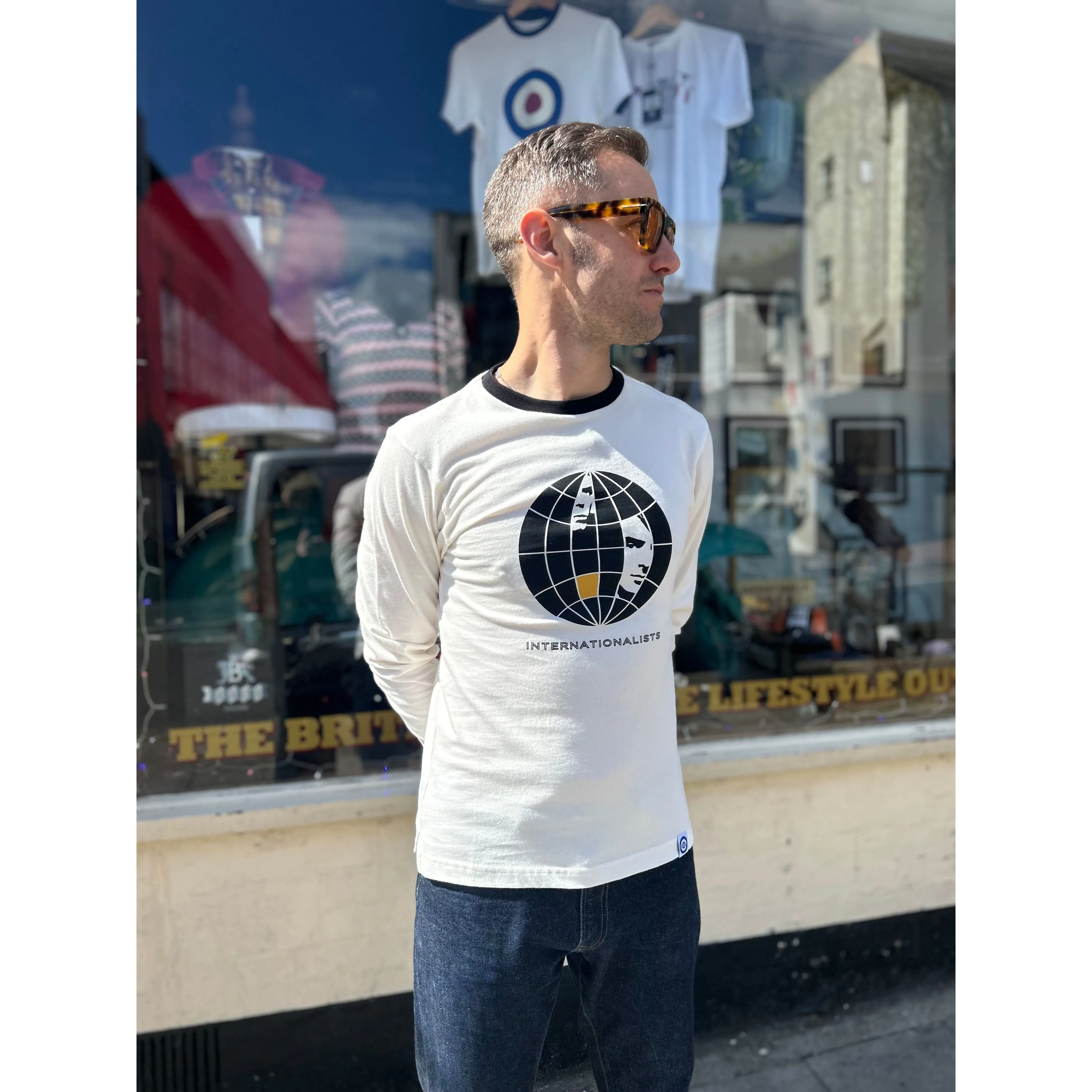 Modfather Clothing - Internationalists Ecru Long Sleeve MF2539 - T-shirt