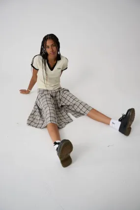PLAID MIDI SKIRT - Taupe