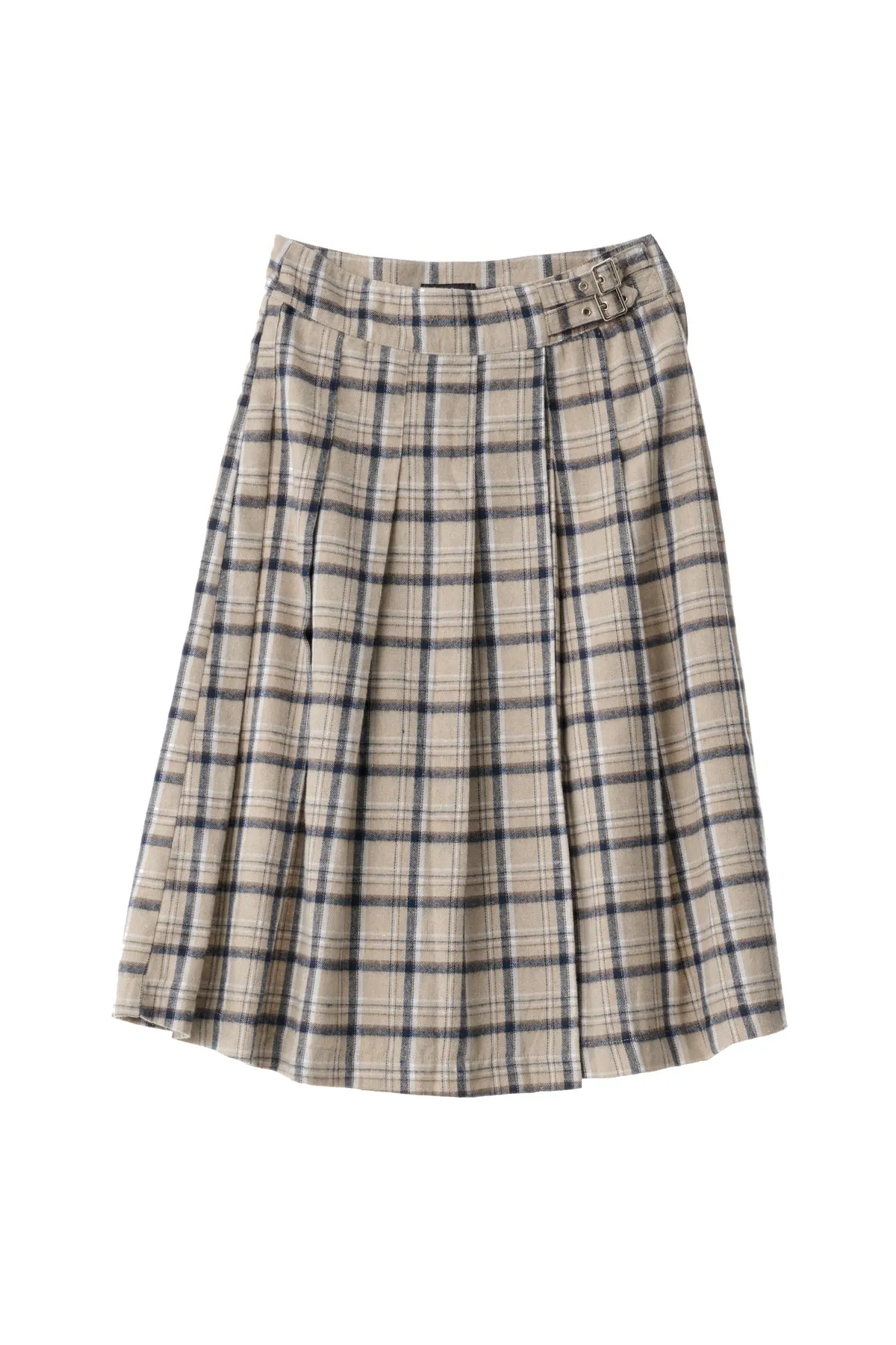 PLAID MIDI SKIRT - Taupe