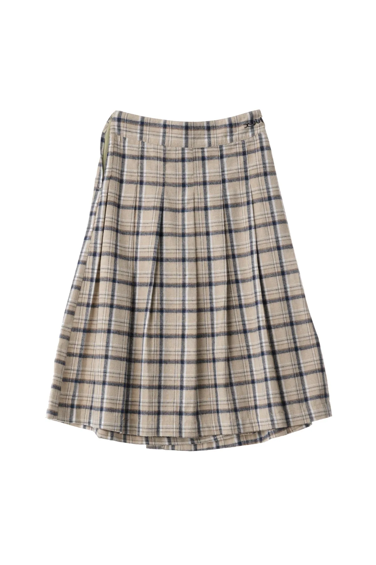 PLAID MIDI SKIRT - Taupe