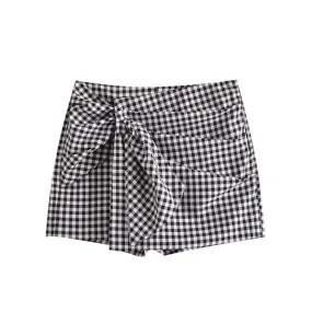 PLATED PLAID SHORTS