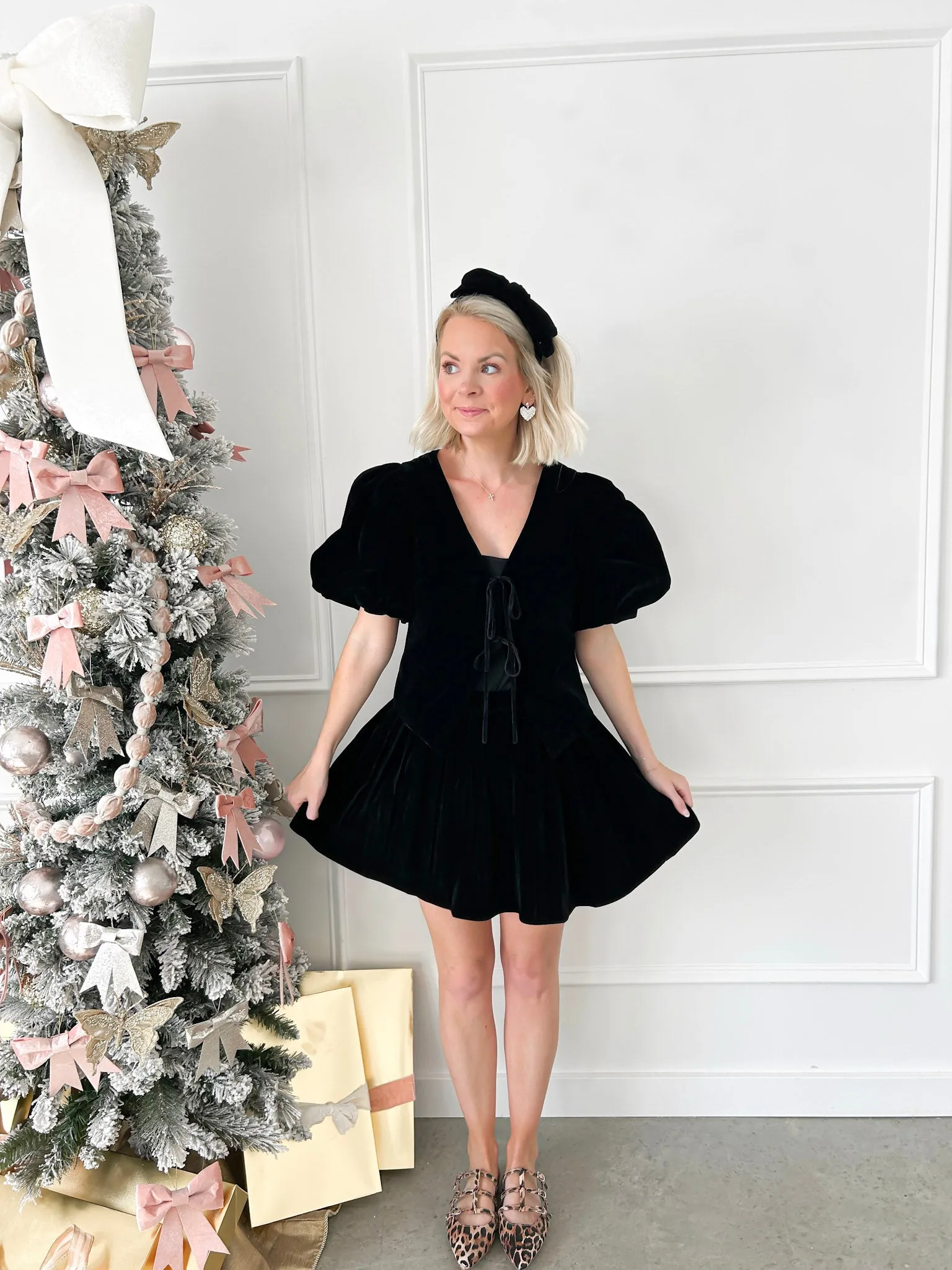 Shake It Off Black Velvet Pleated Skirt FINAL SALE