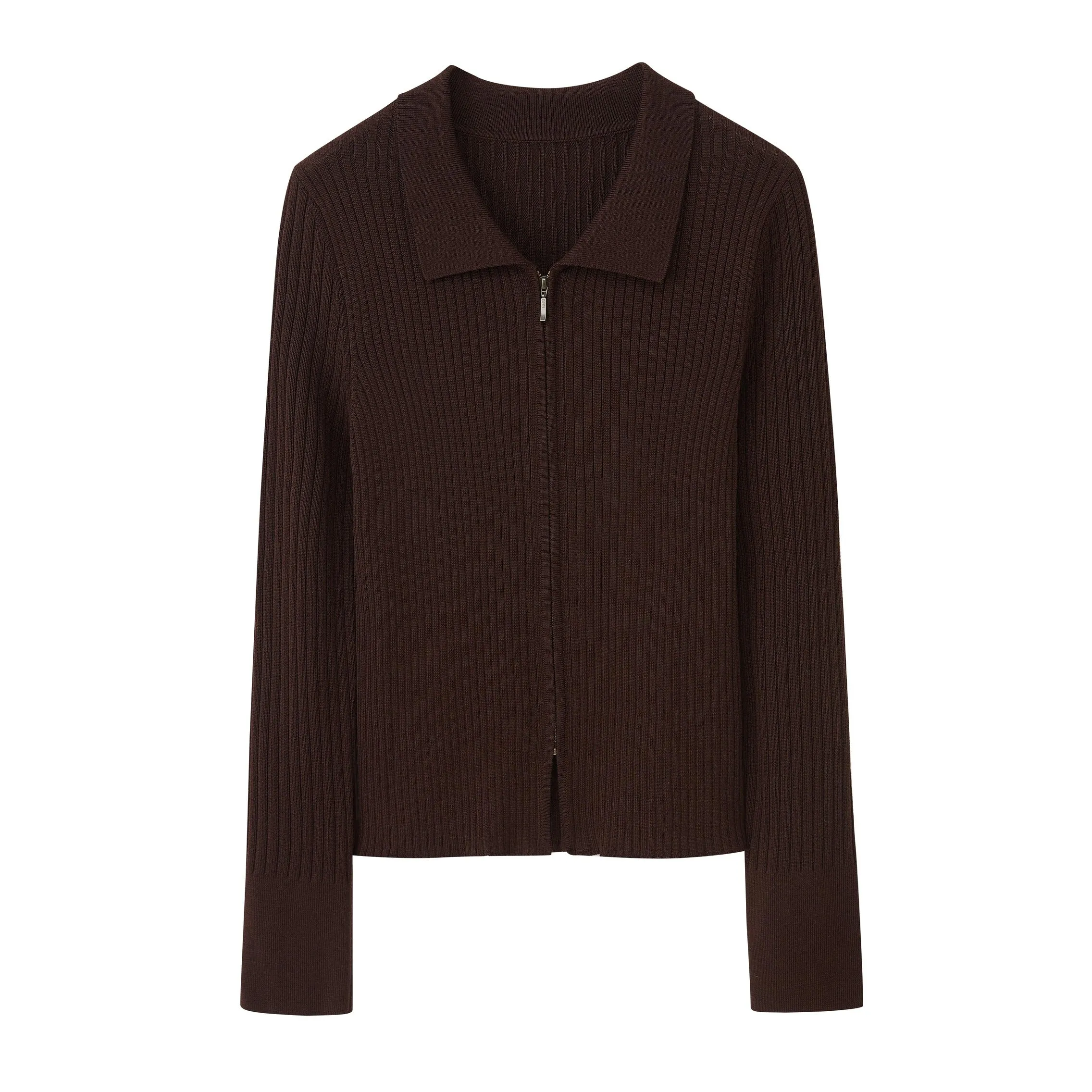 Luxurious Silky Wool Zip-Up Cardigan