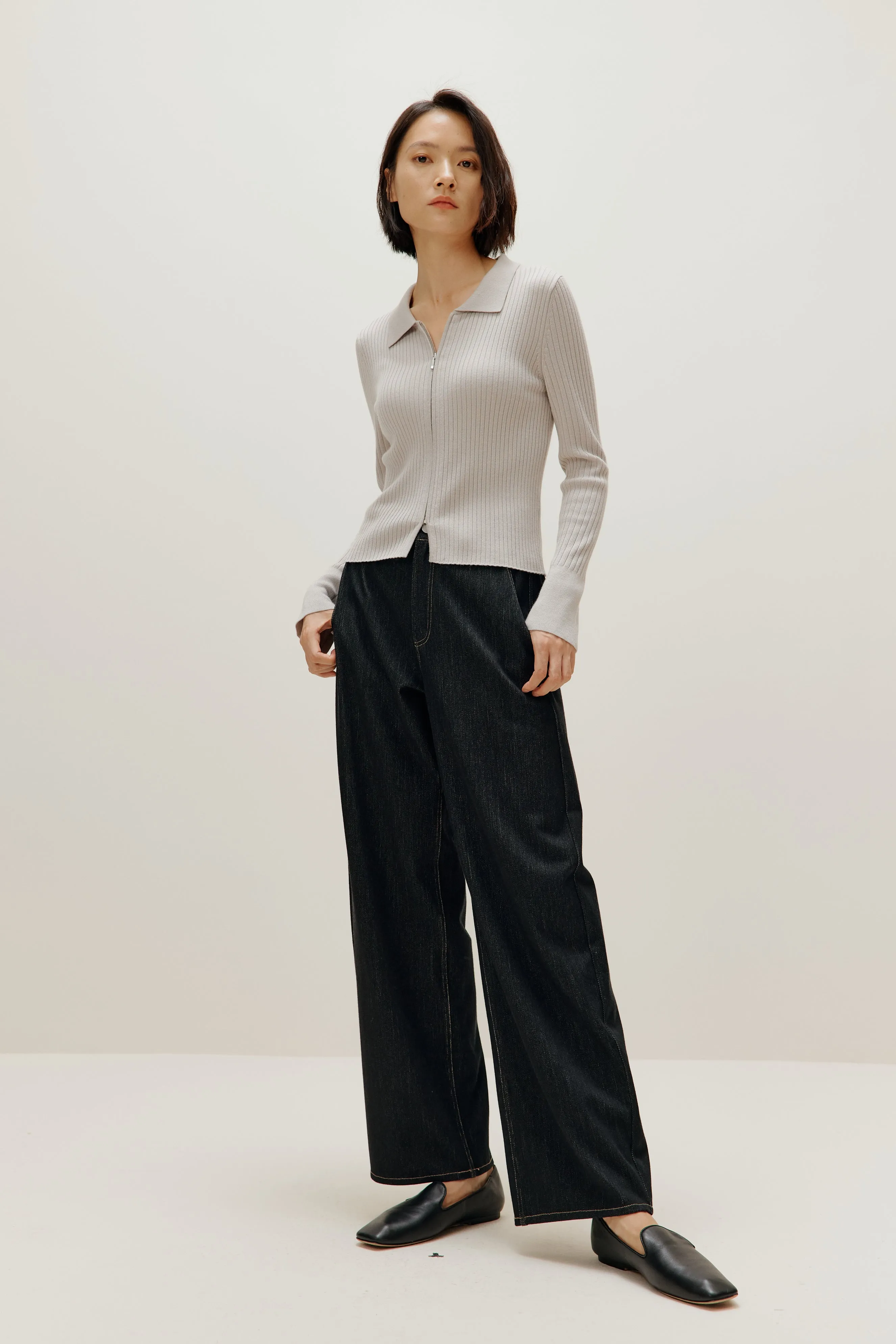 Luxurious Silky Wool Zip-Up Cardigan