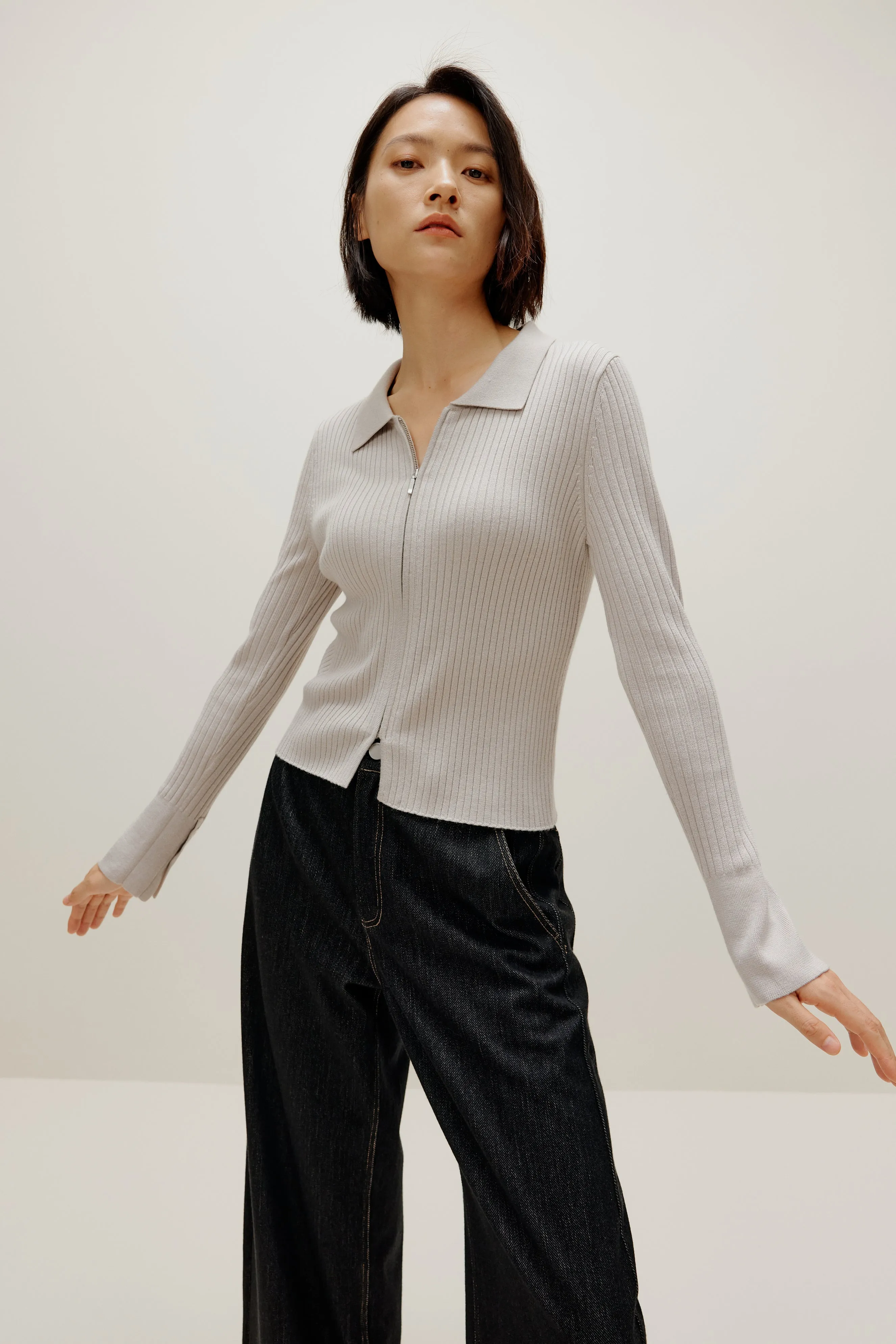 Luxurious Silky Wool Zip-Up Cardigan