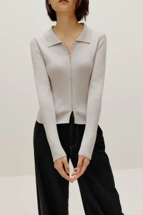 Luxurious Silky Wool Zip-Up Cardigan
