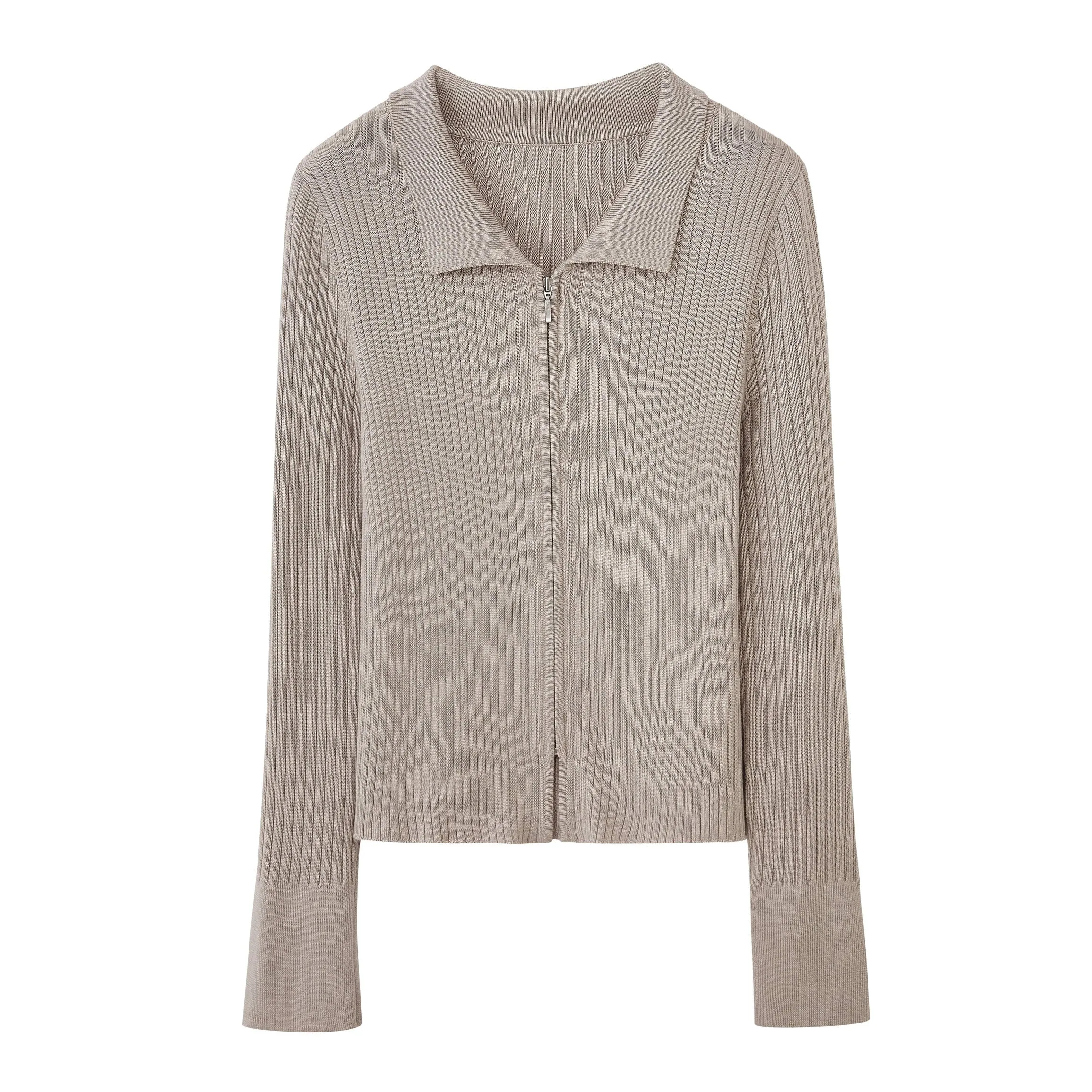 Luxurious Silky Wool Zip-Up Cardigan