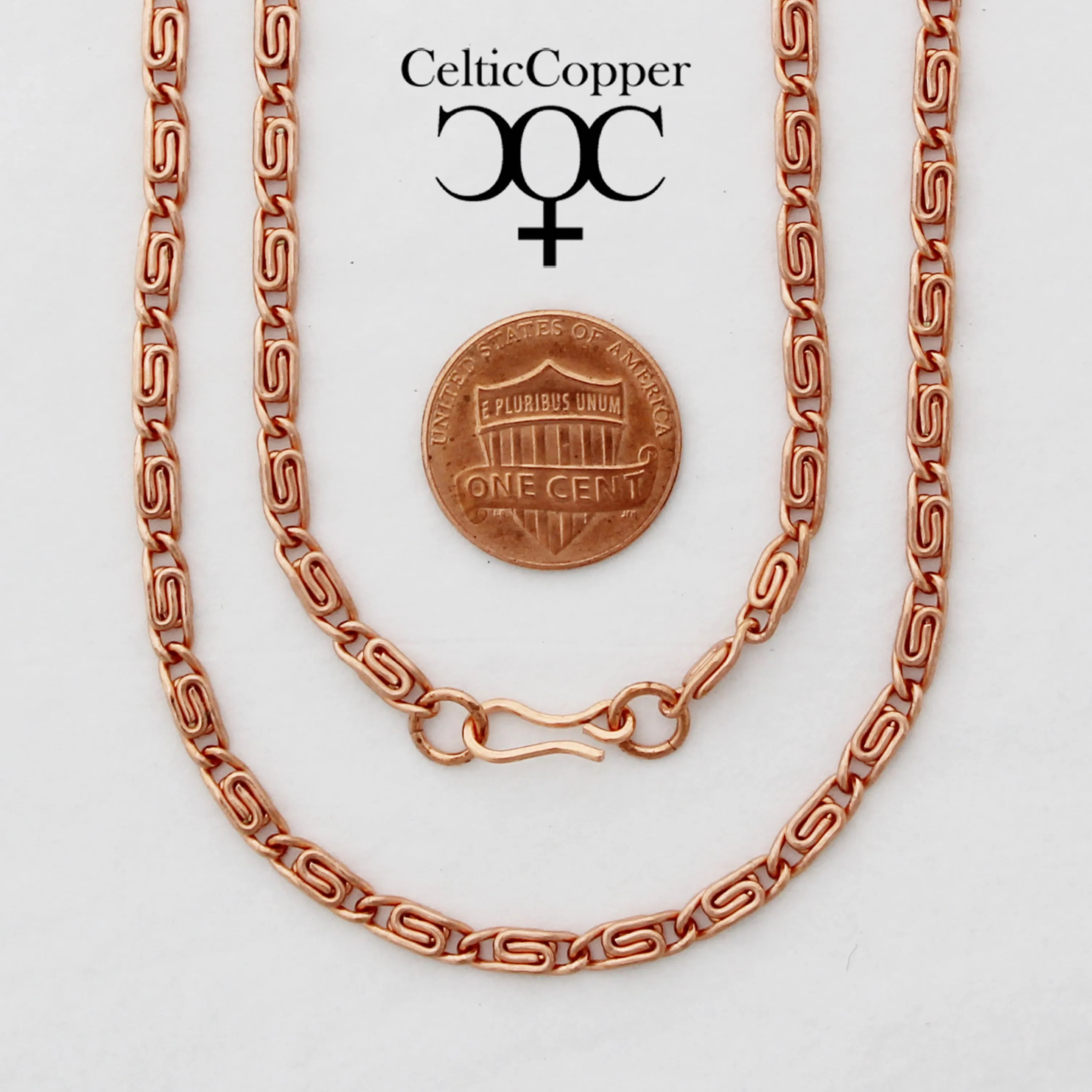 Solid Copper Fine Scroll Necklace Chain 24 Inches NC61 Long Celtic Copper Scroll Chain Necklace