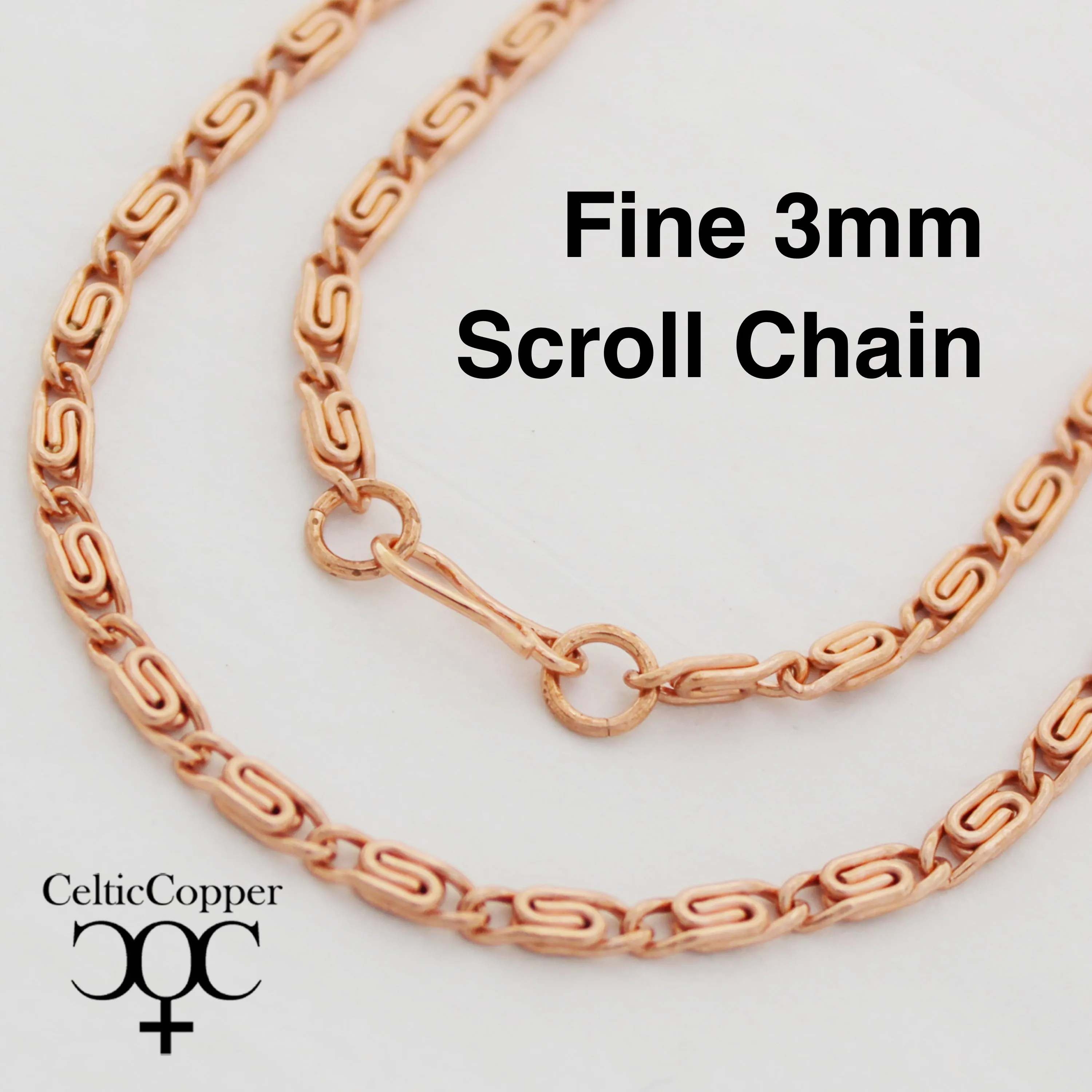 Solid Copper Fine Scroll Necklace Chain 24 Inches NC61 Long Celtic Copper Scroll Chain Necklace