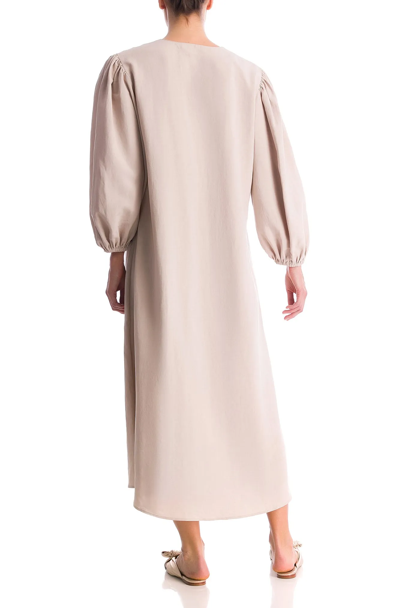 Solid Midi Dress With Buttons