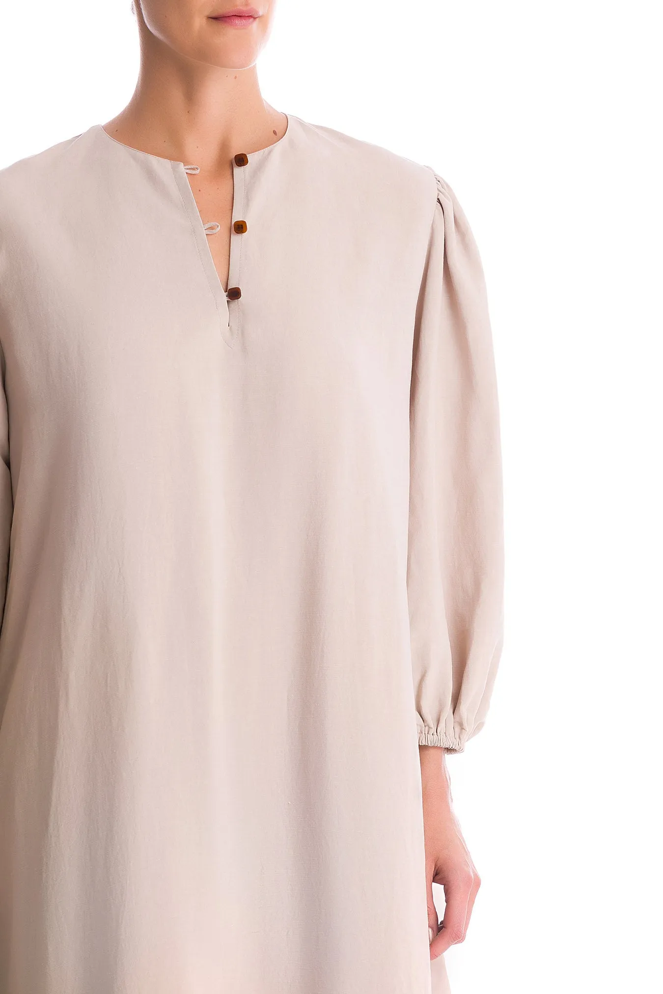 Solid Midi Dress With Buttons