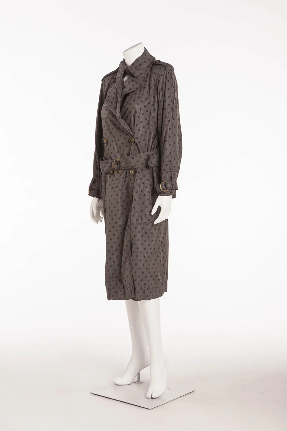 Sonia Rykiel - Gray & Black Polka Dot Trench Coat - S